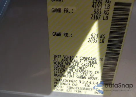 2015 Nissan Leaf S z USA, uszkodzony, nr VIN 1N4AZ0CP8FC332414